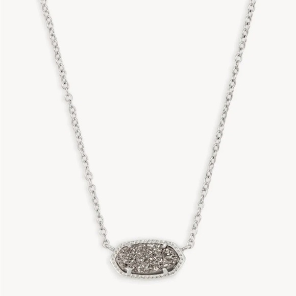 Kendra Scott Elisa Silver Pendant Necklace in Platinum Drusy - Picture 2 of 6